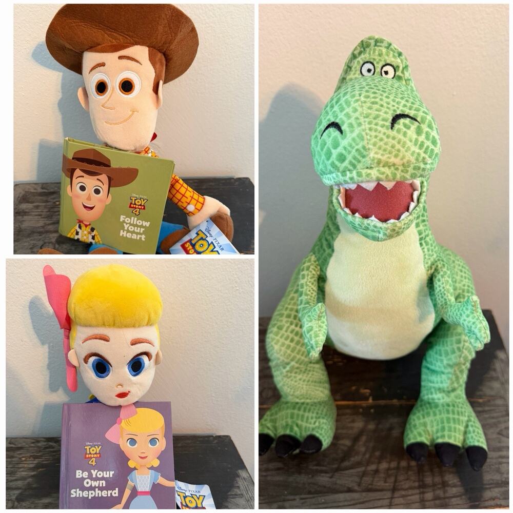 Kohl’s Cares Disney Pixar Toy Story 4 Plush Lot Rex Woody Bo Peep 17”